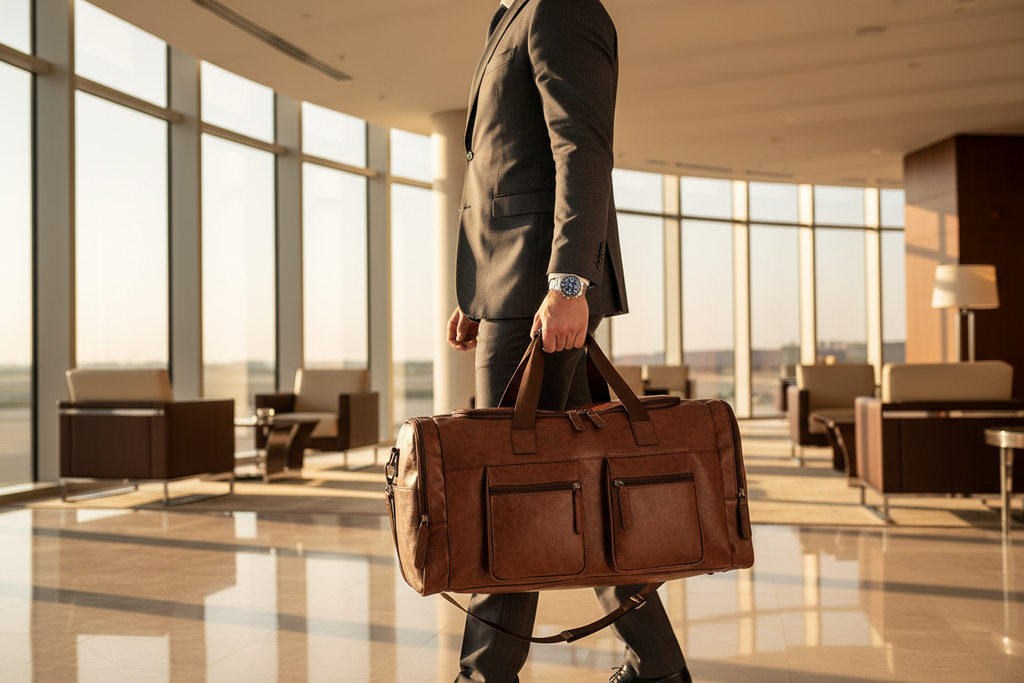 Sleek Leather Travel Duffel with Signature PU Finish