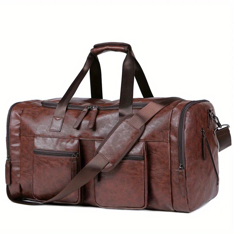 Sleek Leather Travel Duffel with Signature PU Finish