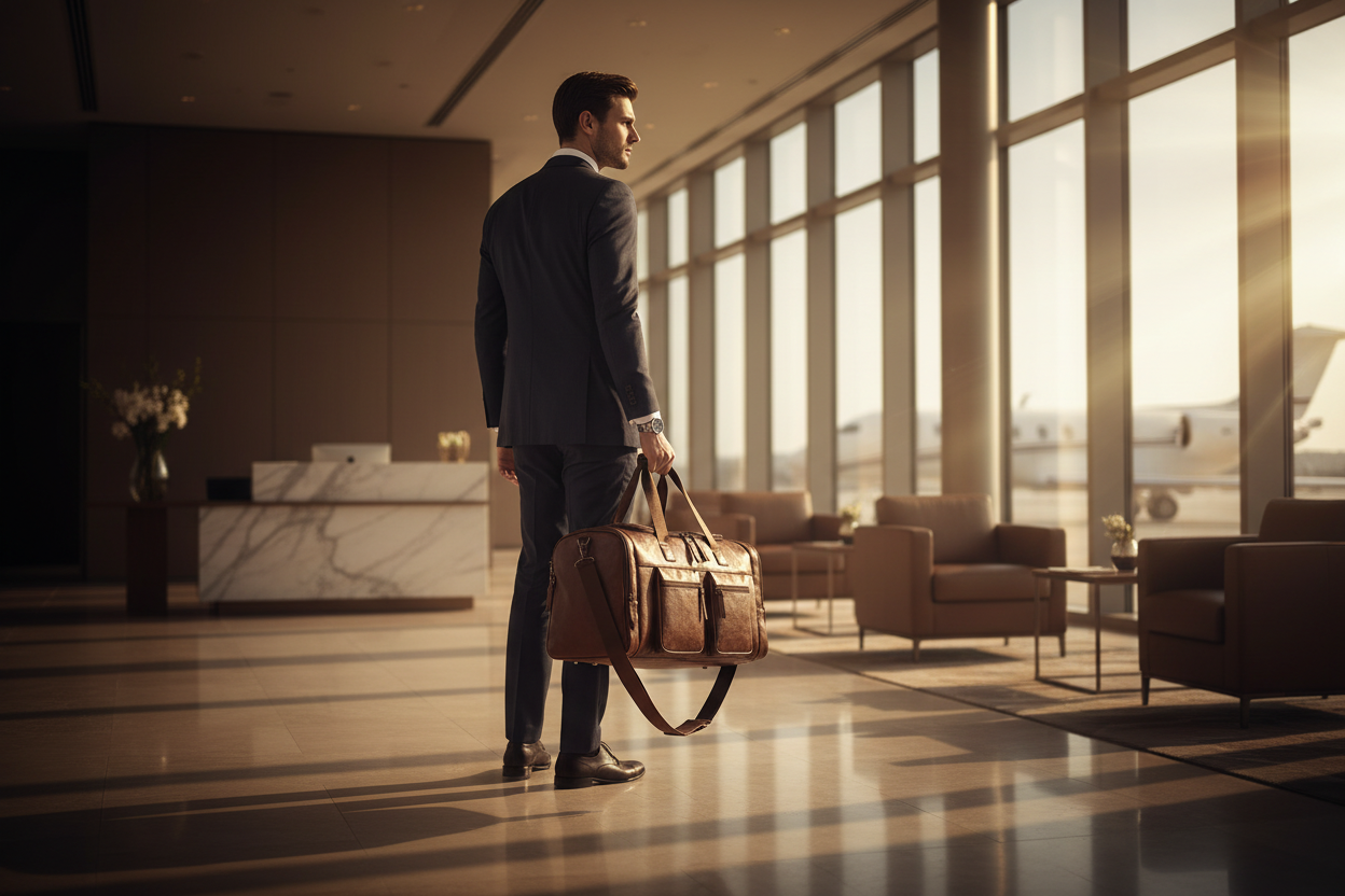 Sleek Leather Travel Duffel with Signature PU Finish
