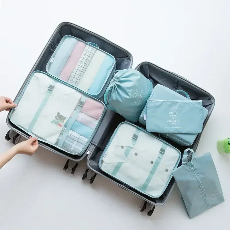7-Piece Packing Cube Set with Shoe Bag and Laundry Pouch