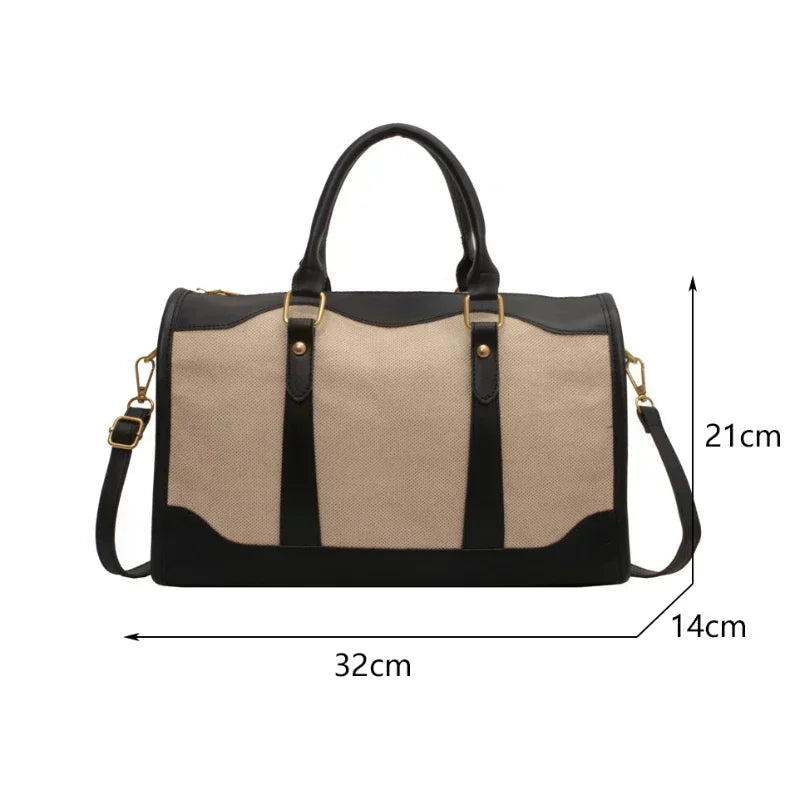 Vintage Canvas Weekender with Contrast PU Leather Trim
