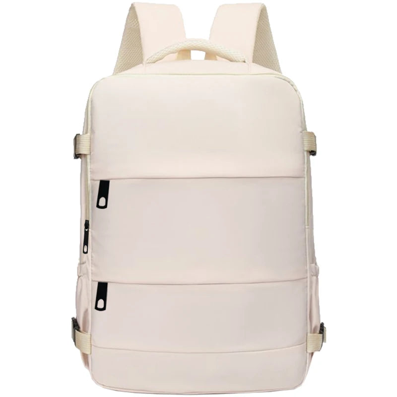 Beige backpack on a white background