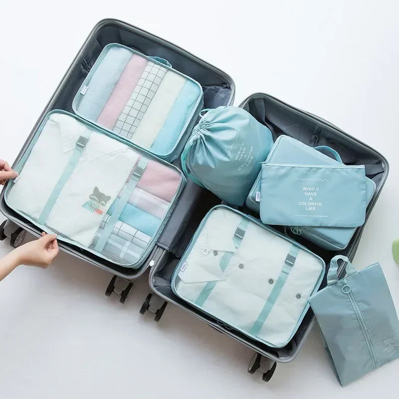 7-Piece Packing Cube Set with Shoe Bag and Laundry Pouch