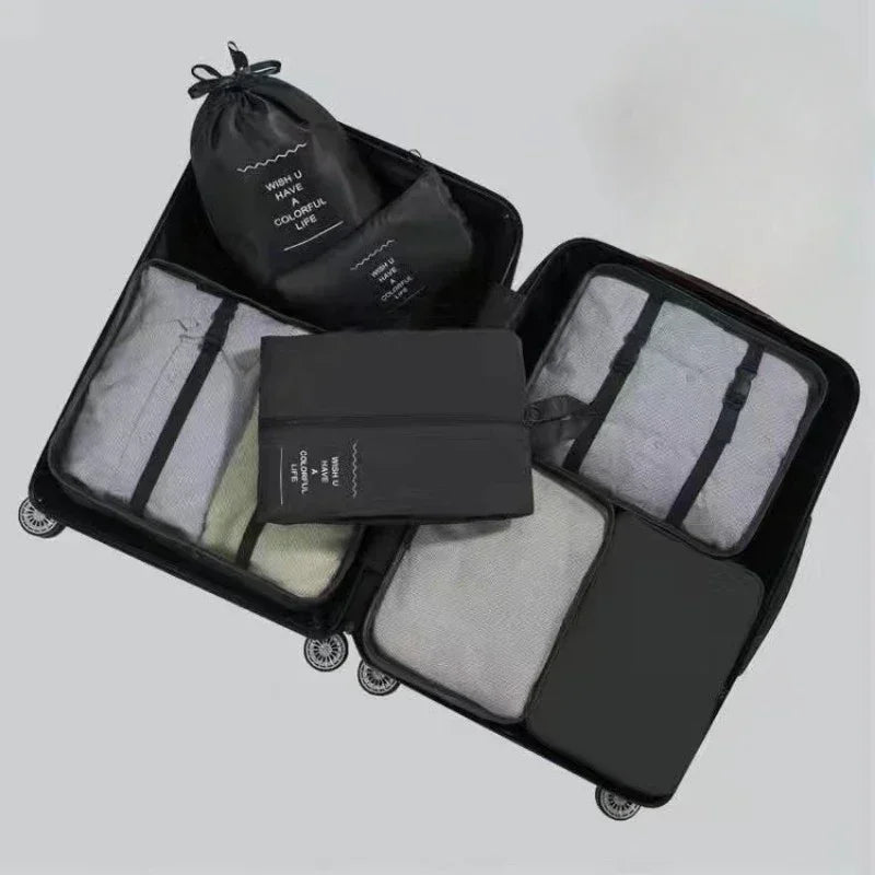 7-Piece Packing Cube Set with Shoe Bag and Laundry Pouch