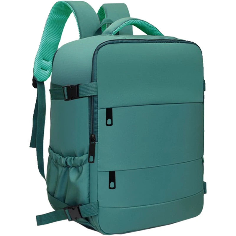 Teal backpack on a white background