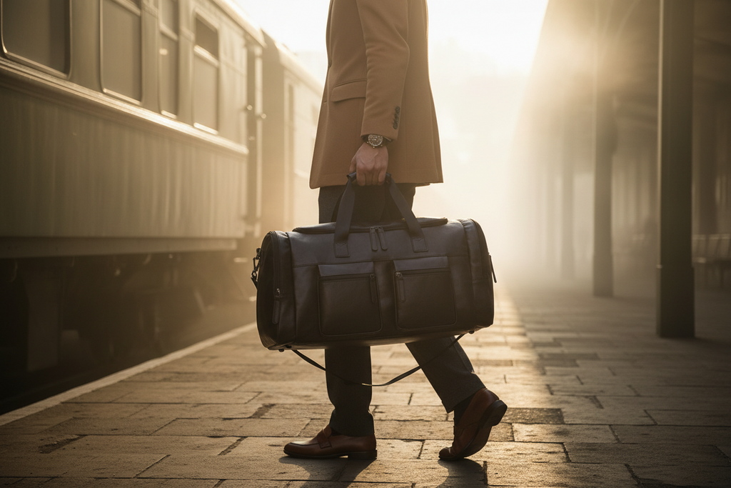 Sleek Leather Travel Duffel with Signature PU Finish