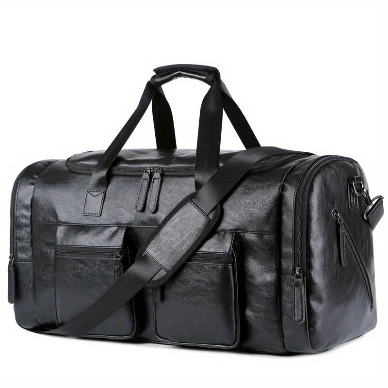 Sleek Leather Travel Duffel with Signature PU Finish