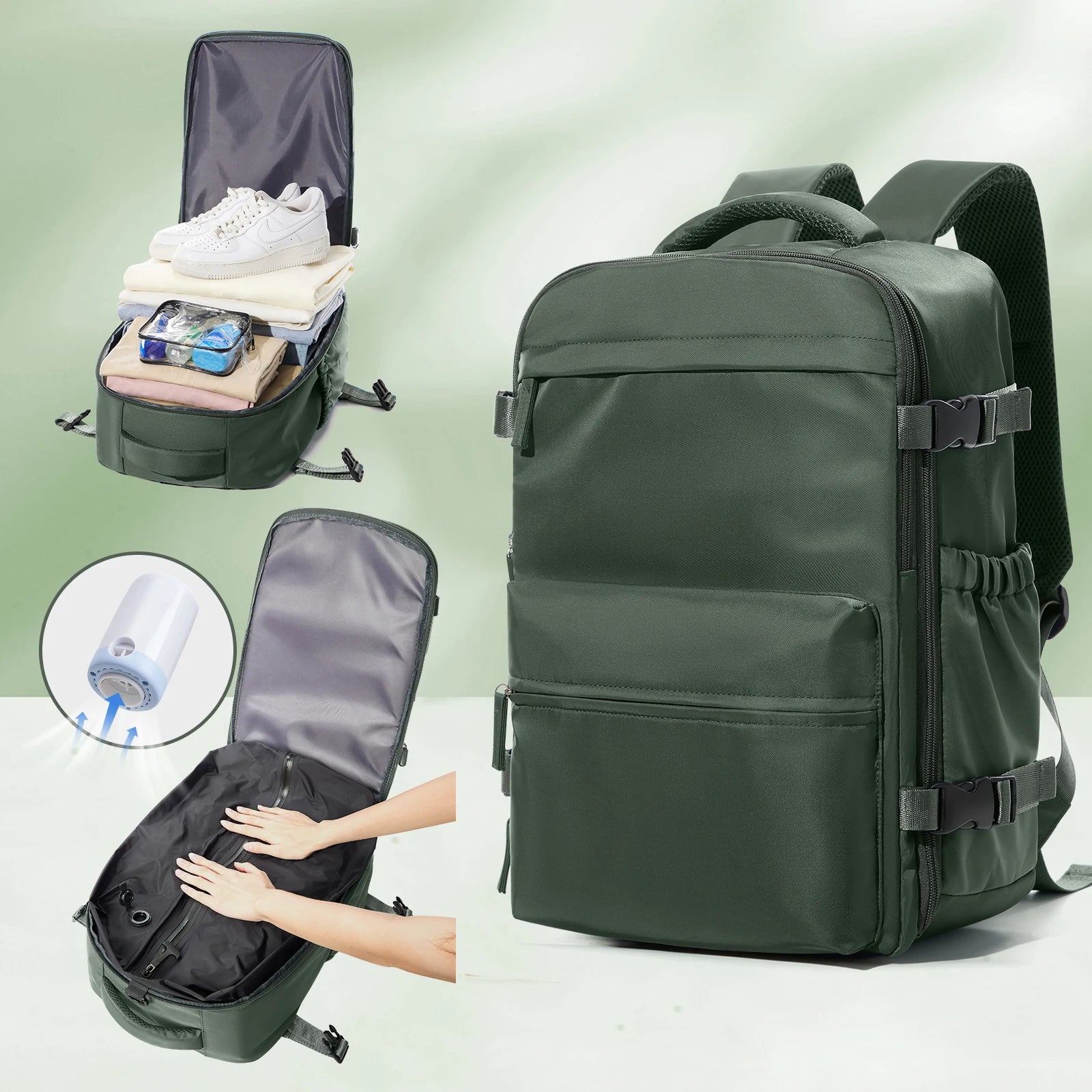 Airline Carry-On Vacuum Compression Travel Backpack