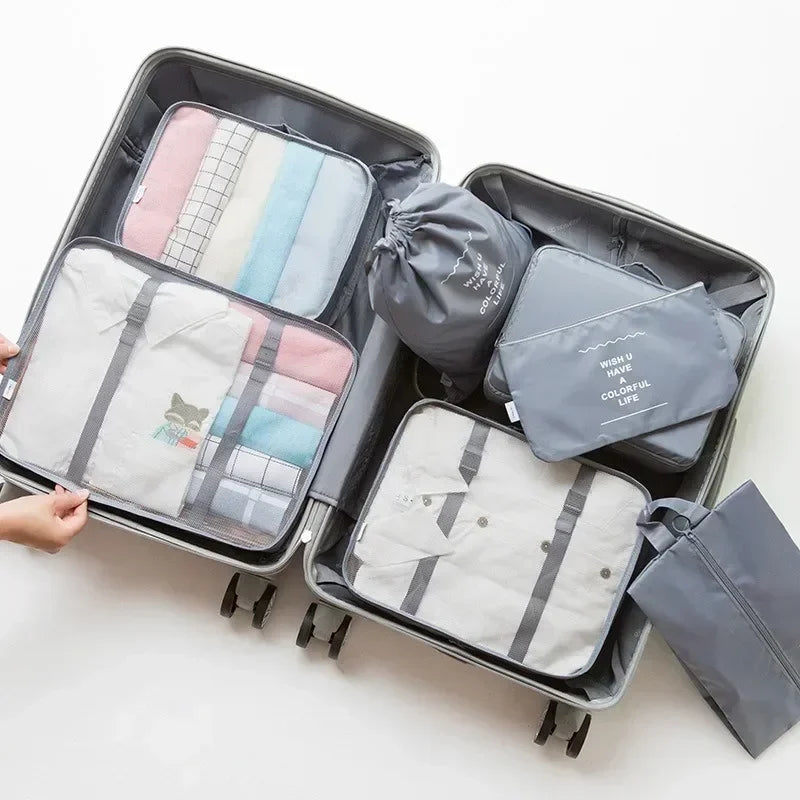 7-Piece Packing Cube Set with Shoe Bag and Laundry Pouch