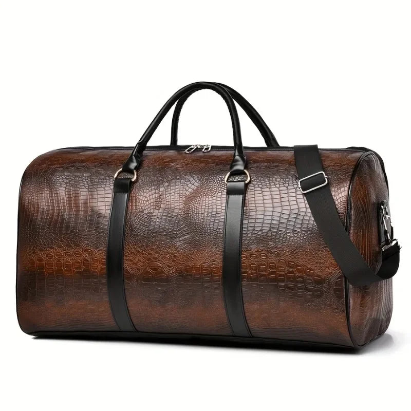 Retro Crocodile Textured Duffel Bag for Business trips