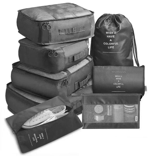 7-Piece Packing Cube Set with Shoe Bag and Laundry Pouch