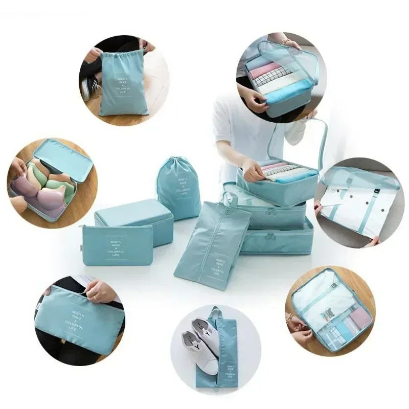 7-Piece Packing Cube Set with Shoe Bag and Laundry Pouch