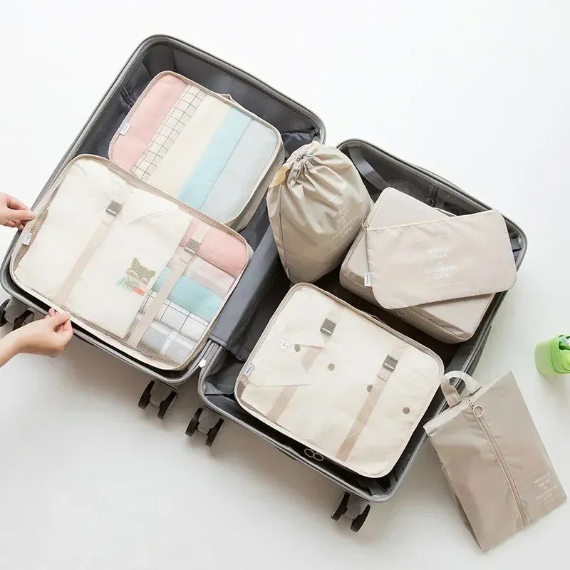 7-Piece Packing Cube Set with Shoe Bag and Laundry Pouch