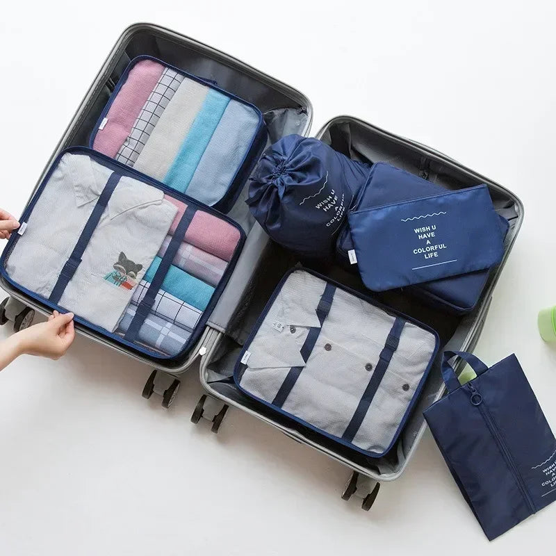 7-Piece Packing Cube Set with Shoe Bag and Laundry Pouch