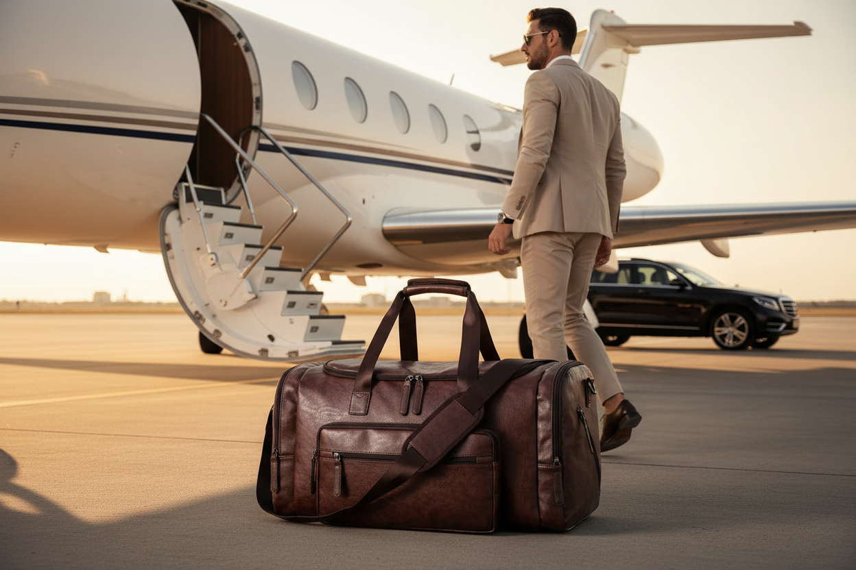 Sleek Leather Travel Duffel with Signature PU Finish