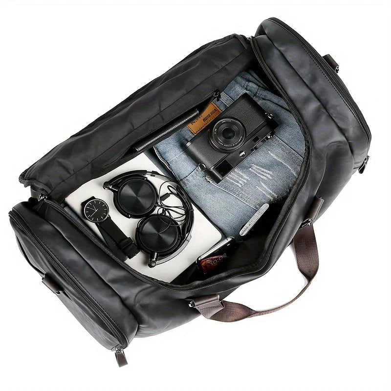 Sleek Leather Travel Duffel with Signature PU Finish