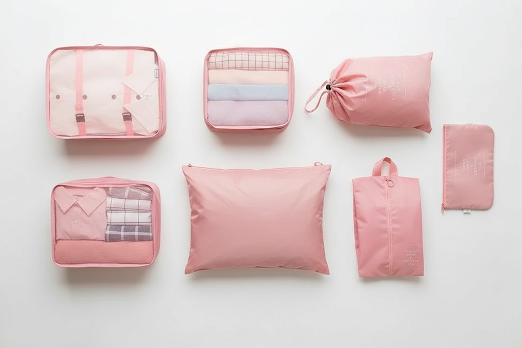 7-Piece Packing Cube Set with Shoe Bag and Laundry Pouch